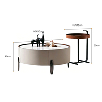 Table basse ronde mobile moderne pour petits espaces, table de chevet portable avec rangement, table basse en bois massif de style français moderne