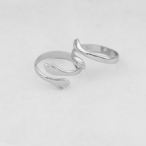 2026 New Temperament Niche Design Embrace The Shape <b>Ring</b> <b>Silver</b> Plated Simple <b>Adjustable</b> Unisex's Trendy <b>Rings</b> Wholesale Jewelry - Product Image 2