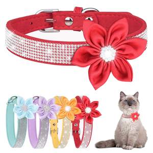 Collares brillantes de diamantes de imitación Collares para perros Collares para gatos Tamaño ajustable con lindos girasoles para gatitos y cachorros - Product Image 1