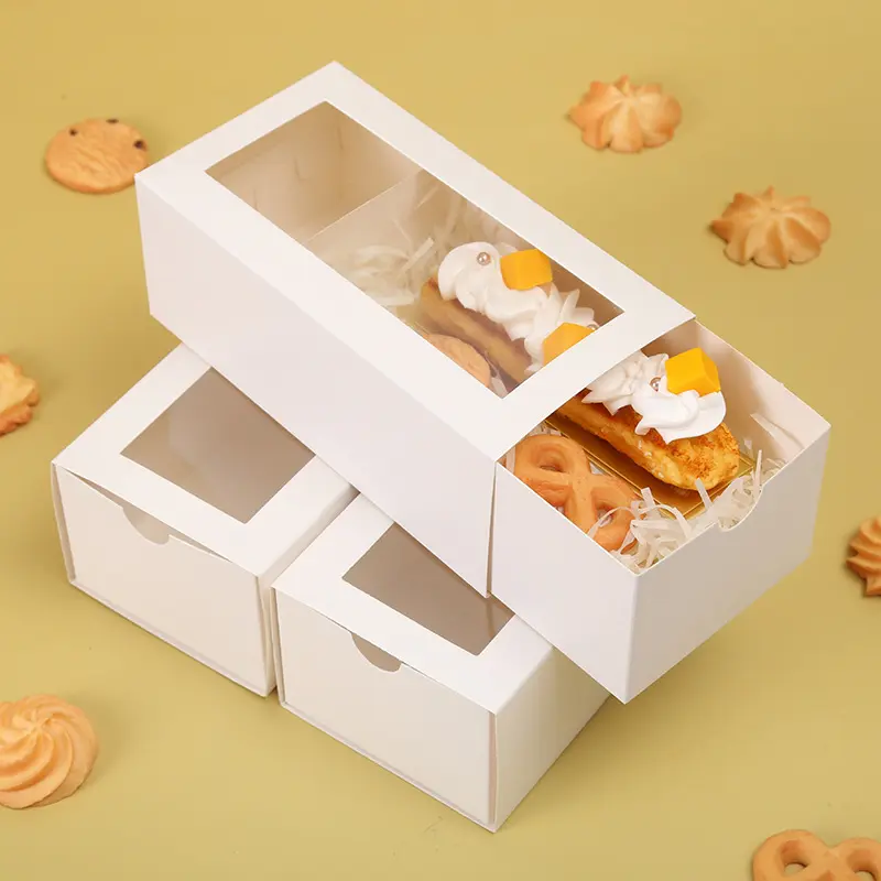 Wholesale Rectangular Drawer Packaging Box Customized Biscuits Dessert Gift Box Spot Bakery Pastry Transparent Cake Box