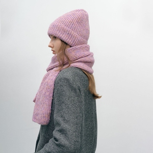 Women Winter Acrylic Knit Gradient Beanie <b>Hat</b> Scarf Set Warm Soft Fashion Ladies Knitted <b>Cap</b> Neck Scarf 2Pcs Set Outfit - Product Image 4