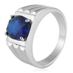 Bague pour homme en acier inoxydable Yunnique avec pierre précieuse rouge sertie à griffes, design géométrique quadrilatère, bijou de mariage, cadeau - Product Image 3