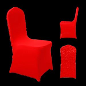Nouveau produit en gros : Housse de chaise universelle pour mariage, housses de chaise fantaisie ivoire pour mariages, housse de chaise de mariage à motif floral rose - Product Image 4
