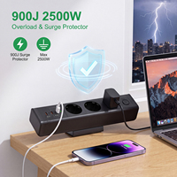 Power Bar Meja Aluminium Alloy Model Jepit 2 USB-C 18W Max Pengisian Cepat Smart Charging Multi Outlet Proteksi Pengisian Berlebih