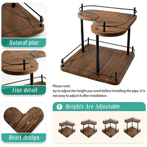 Wood And Iron Corner Storage Rack 11.8 In X 11.8 In Double Layer Kitchen Spice Organizer <b>Desktop</b> <b>Shelf</b> - Product Image 5
