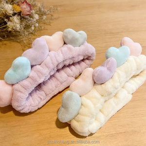 Diademas de Felpa de Coral con Forma de Corazón Coloridas Personalizadas para Mujeres y Niñas - Yoga, Deporte, <span class=keywords><strong>Maquillaje</strong></span>, Lavado de Cara, Cabello - Product Image 6