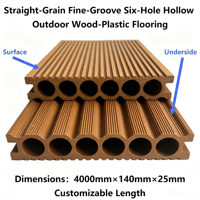 Planches de terrasse WPC écologiques pour extérieur, rainurées à grain droit 6 cavités, 140mmx25mm, étanches, longueur personnalisée, carte de couleurs, vente en gros pour jardin