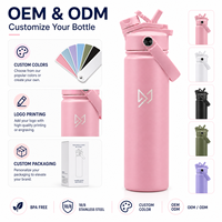 Bouteille d'eau isotherme en acier inoxydable de 25 oz avec double bec verseur, couvercle, poignée de transport, revêtement poudré, logo personnalisé, vente en gros OEM