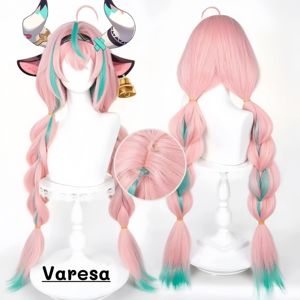 <span class=keywords><strong>Peluca</strong></span> de Cosplay Varesa de 98 cm, Rosa y Verde, Pre-ondulada y Trenzada, para Mujeres, <span class=keywords><strong>Peluca</strong></span> de Anime Resistente al Calor, Cabello Sintético - Product Image 1