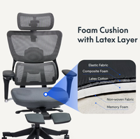 Chaise de bureau ergonomique moderne de haute qualité, réglable en hauteur, avec dossier haut, assise pivotante en mousse et base 5 étoiles, en maille noire