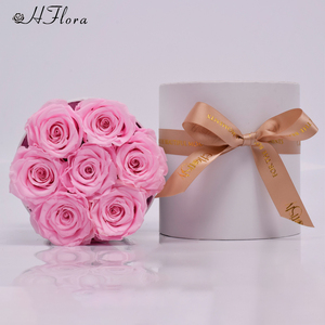 HFlora, superventas de alta calidad, flor eterna en caja de regalo redonda blanca, flor preservada, rosa roja para regalo de cumpleaños, amiga - Product Image 3