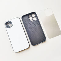 Coque de téléphone vierge en TPU mat avec protection latérale de l'appareil photo et plaque en aluminium pour sublimation, compatible iPhone 16, 15, 14, 13, 12