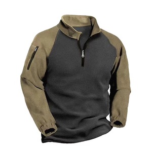 Vente en gros 2025 Automne Hiver Stand Tactique Pull Veste Casual <span class=keywords><strong>Patchwork</strong></span> Thermique French Terry Polaire 1/4 Zip 1/4 - Product Image 3