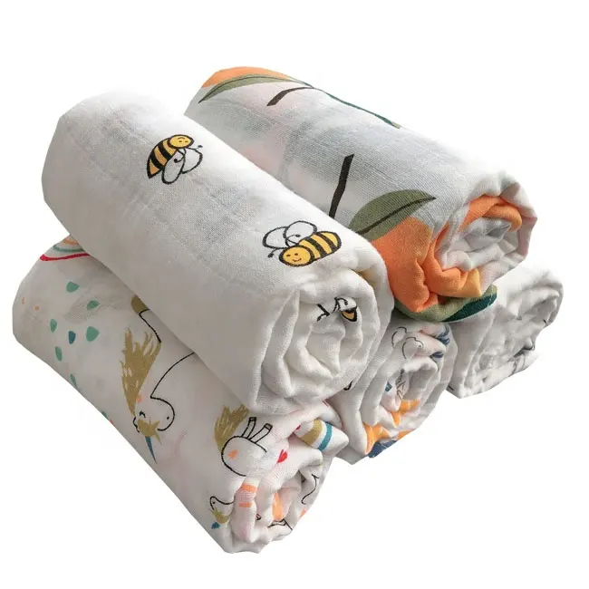 Custom design MOQ 1P Baboom Cotton Swaddle New 2/4/6/10 layers Baby Muslin Wrap Swaddle blanket