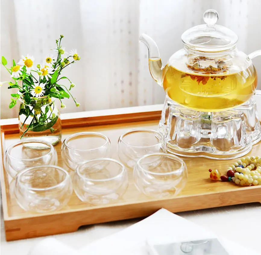 600ml Heat Resistant High Borosilicate Glass Tea Set Teapot Set with Handle