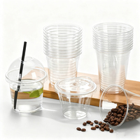 Gobelets en plastique PET biodégradable de 9 oz avec couvercles plats, transparents comme du cristal, jetables, pour parfaits, fruits, desserts, collations, boissons, résistants aux UV