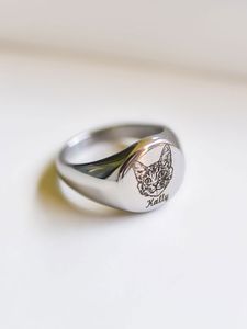 Bague en acier titane personnalisée avec <span class=keywords><strong>photo</strong></span> <span class=keywords><strong>de</strong></span> tête <span class=keywords><strong>de</strong></span> chat et <span class=keywords><strong>de</strong></span> <span class=keywords><strong>chien</strong></span>, nom personnalisé, bijoux pour petite amie, cadeau d'anniversaire, souvenir d'animal <span class=keywords><strong>de</strong></span> compagnie - Product Image 3