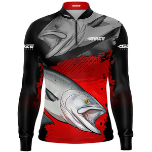 Logo personalizzato sublimazione Marlin Fish rapida asciugatura UPF50 + protezione solare manica lunga da pesca abbigliamento da uomo 1/4 con cerniera Polo da pesca - Product Image 5