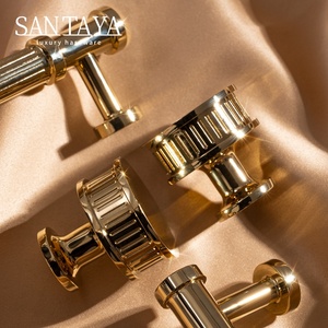 Santaya Solid Brass Luxury Furniture Handle Ribbed Romance Style PVD <strong>Gold</strong> T-Bar Kitchen <strong>Cabinet</strong> Pull Wardrobe Door Copper <strong>Knob</strong> - Product Image 2