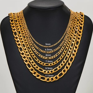 Chaîne de collier en acier inoxydable couleur or, maillons Figaro, épaisseur 3 mm/4,5 mm/6 mm/7,5 mm/9,5 mm/11,5 mm, bijoux unisexes pour les fêtes - Product Image 5