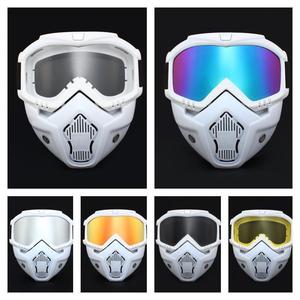 <span class=keywords><strong>Masque</strong></span> de <span class=keywords><strong>moto</strong></span> de couleur blanche Lunettes détachables et filtre buccal pour casque ouvert Motocross Ski Snowboard Lunettes <span class=keywords><strong>Masque</strong></span> - Product Image 2