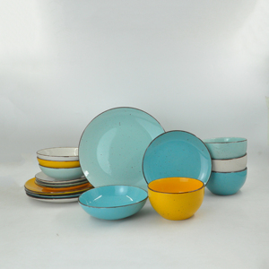 Campione disponibile set di stoviglie personalizzate in ceramica set di stoviglie smaltate colorate set <span class=keywords><strong>da</strong></span> cena in gres <span class=keywords><strong>servizio</strong></span> stoviglie in gres per <span class=keywords><strong>6</strong></span> - Product Image 4