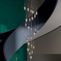 Lustre en cristal de luxe pour escalier de villa, pour salon et loft, design creux rotatif long avec lumière LED, fonction de gradation