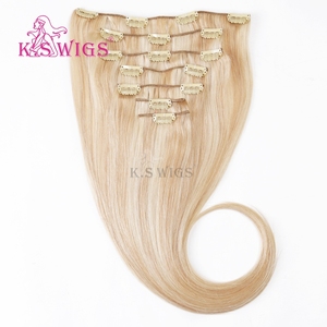 Extensions de cheveux naturels chinois Remy 100 % en gros, à clipser, cuticules alignées, double épaisseur, doux, sans perte, couleur claire, lisses naturels. - Product Image 1