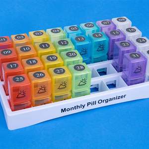 Cadeau promotionnel personnalisé, logo personnalisé, grand organisateur de pilules hebdomadaire/mensuel, matériau PP, étui de rangement portable pour médicaments - Product Image 2