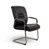 Chaise de visiteur exécutive à cadre en métal fixe chaise de bureau de réunion en cuir à dossier moyen