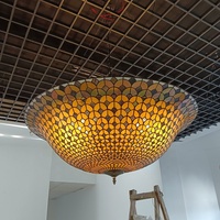 Lustre Tiffany en verre teinté de 39 pouces, motif écailles de poisson, pour salon, hall et entrée - Fournisseur d'usine