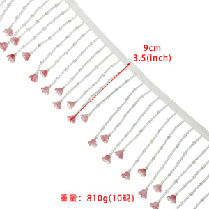 Passamaneria in Pizzo con Perline e Nappine a <span class=keywords><strong>Rosa</strong></span> per Abiti, Decorazioni Nuziali, Arredamento Casa, Fai <span class=keywords><strong>da</strong></span> Te e Artigianato - Product Image 6