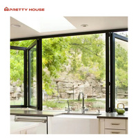Fenêtre pliante horizontale insonorisée en verre trempé sur mesure pour bureau, fenêtres à double vitrage à isolation thermique