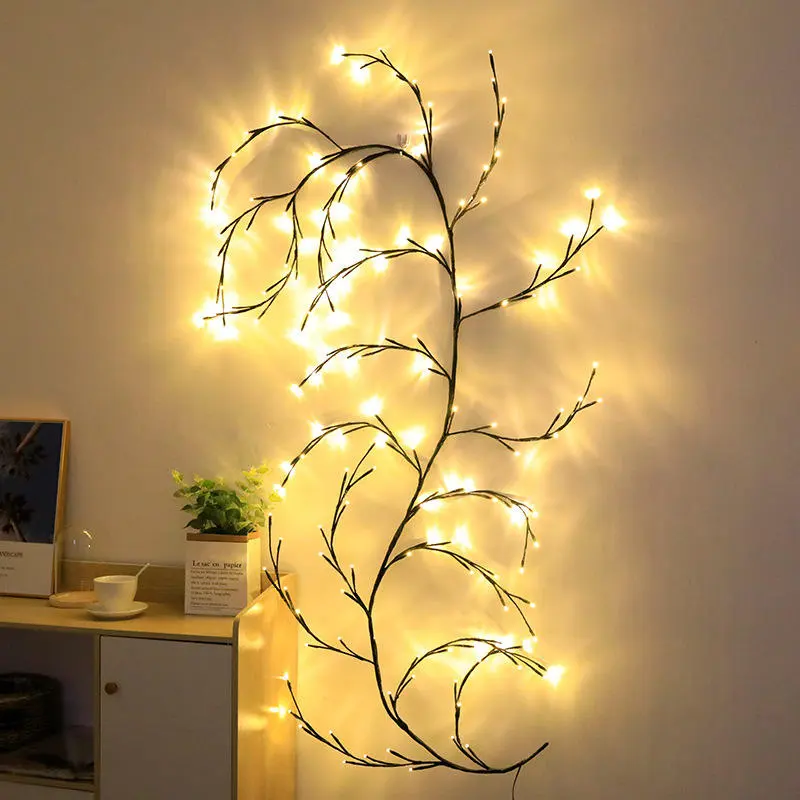 Indoor Decoration Lighting 110V 144 Led DIY Flexible Willow Vine Rattan String Lights