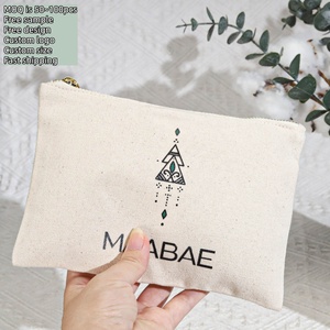 Bolsa de Maquillaje Ecológica de Lona Natural de 8 Onzas con Cierre, Bolsa de Cosméticos de Viaje de Lona de Algodón con Logotipo Personalizado Impreso - Product Image 2