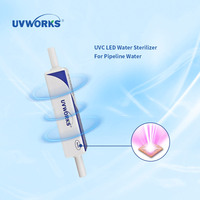 Pemurni Air Inline LED UVC Penghilang Bakteri 99,99%, Air Minum, 0,26GPM, 1,2-2W, DC12-24V, 265-275NM, Tanpa Merkuri UVWORKS