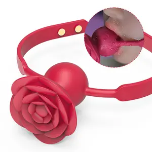 Hete Groothandel Sm Rose Design Mond Gag Bal Volwassen Bdsm Bondage Vibrator Volwassen Seksspeeltje