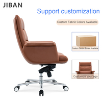 Chaise de bureau exécutive ergonomique en cuir moderne avec fonction pivotante, hauteur réglable, structure en alliage d'aluminium
