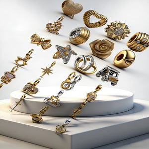 Nuevo <span class=keywords><strong>Abalorio</strong></span> Colgante con Forma de Corazón Dorado Brillante y Múltiples Elementos, Tipo Sobre, para Familiares, Compatible con Joyería Original Europea de Hueso de Serpiente - Product Image 2