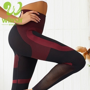 fabricante de ropa deportiva Calza Chupín Tiro Alto <span class=keywords><strong>Bicolor</strong></span> Fitness yoga Supplex Lycra malla Yoga sin costura Leggins mujeres - Product Image 3