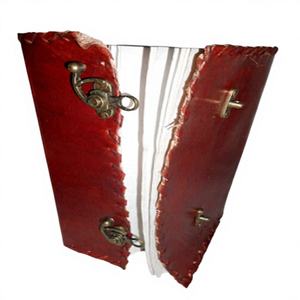 Carnet en cuir gaufré B5 style indien, couverture rigide, reliure cousue latérale avec sangle, idéal pour le bureau ou comme cadeau - Product Image 1