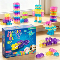 Bloques de Construcción de Gelatina, Juguetes Sensoriales Suaves y Elásticos para Aliviar el Estrés, Juguete Educativo de Plástico para Niños, Juego de 40 Piezas, Edades 4-6