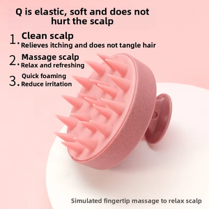 Gloway Brosse à cheveux en silicone souple écologique Brosse à shampoing en paille de blé avec masseur et épurateur de cuir chevelu 4.8 Commentaires - Product Image 3