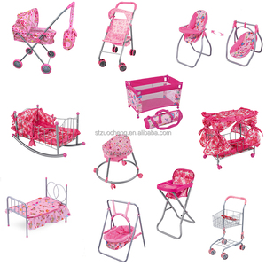 Wholesale Infant Furniture Travel <strong>Cot</strong> Bed Toys Metal Plastic pink Baby Toy <strong>Doll</strong> Bed With <strong>Carry</strong> Bag - Product Image 2