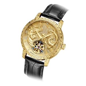 Custom Men's Automatic Watch with Embossed Gold-Style Round Case 5ATM Water-Resistant Mechanical Watches - Product Image 2