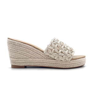 Vente en gros de sandales <span class=keywords><strong>compensées</strong></span> à talon moyen pour femmes, élégantes, mode été, en caoutchouc, personnalisées, décontractées, à plateforme - Product Image 1