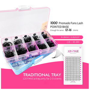 Abonnie Coréen Pbt Pro Made Fan Eyelash <span class=keywords><strong>10D</strong></span> 20D Loose Lash Trays Premade Volume Fan Pointy Base Promade Lash Extensions Fans - Product Image 4