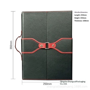 Factory Stock Double Bottle Wine Gift <b>Box</b> with <b>Foldable</b> Leather Carry Bag Universal Red Wine Holder - Product Image 2