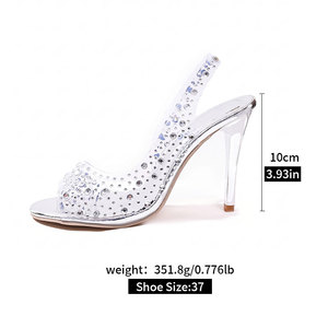 Nouvelles sandales sexy pour femmes à talons hauts, différentes tailles de strass avec empeigne transparente, <span class=keywords><strong>talon</strong></span> fin et long de 10 cm, sangle SY-01 - Product Image 6
