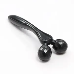 Best selling products in russia Black 3D diamond cut cheek forehead neck y shape metal facial roller massager